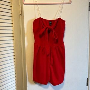 Red Terry Cloth Swim Coverup Romper